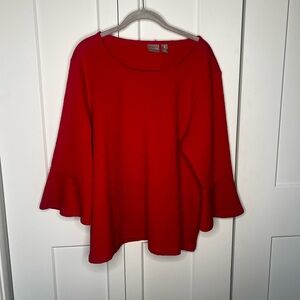 Chico's Scarlet Red Textured Bell Sleeve Top Blouse Women's Size XL Chico's 3